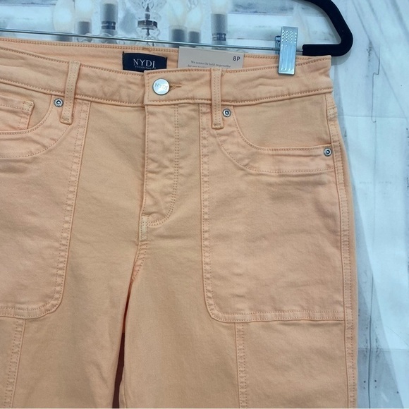 NYDJ Size 8P 8 Petite Melon Orange Crop Capri Denim Jeans Mid Rise 17.5" Inseam - Picture 8 of 11